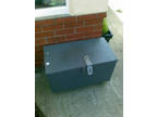 Outdoor,  lockable strong metal storage box for tools.